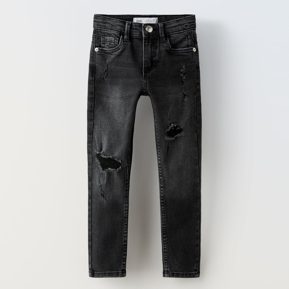 Zara Black Skinny Jeans Ripped, Girls 12-14
